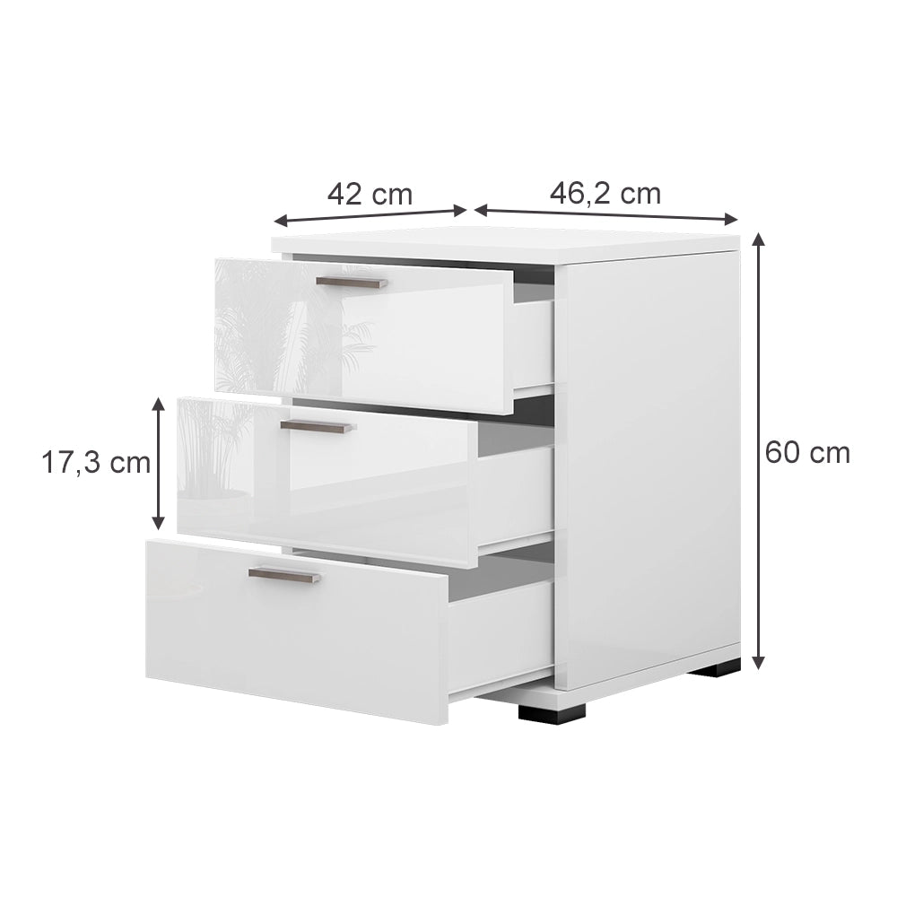 Comodino camera da letto Marseille Bianco lucido 46.2 x 60 cm Vicco
