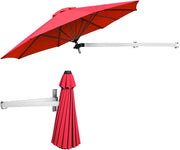Ombrellone a Muro da Balcone Regolabile in Altezza e ad Angolo, Ombrellone da Parete Richiudibile con Palo in Metallo, Protezione da Sole, Anti UV, Ombrellone da Giardino 250 cm