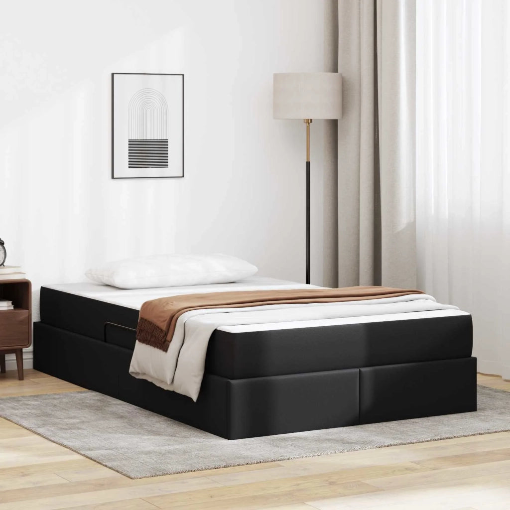 Letto con contenitore e materasso 2 pcs Nero Pelle 3399600