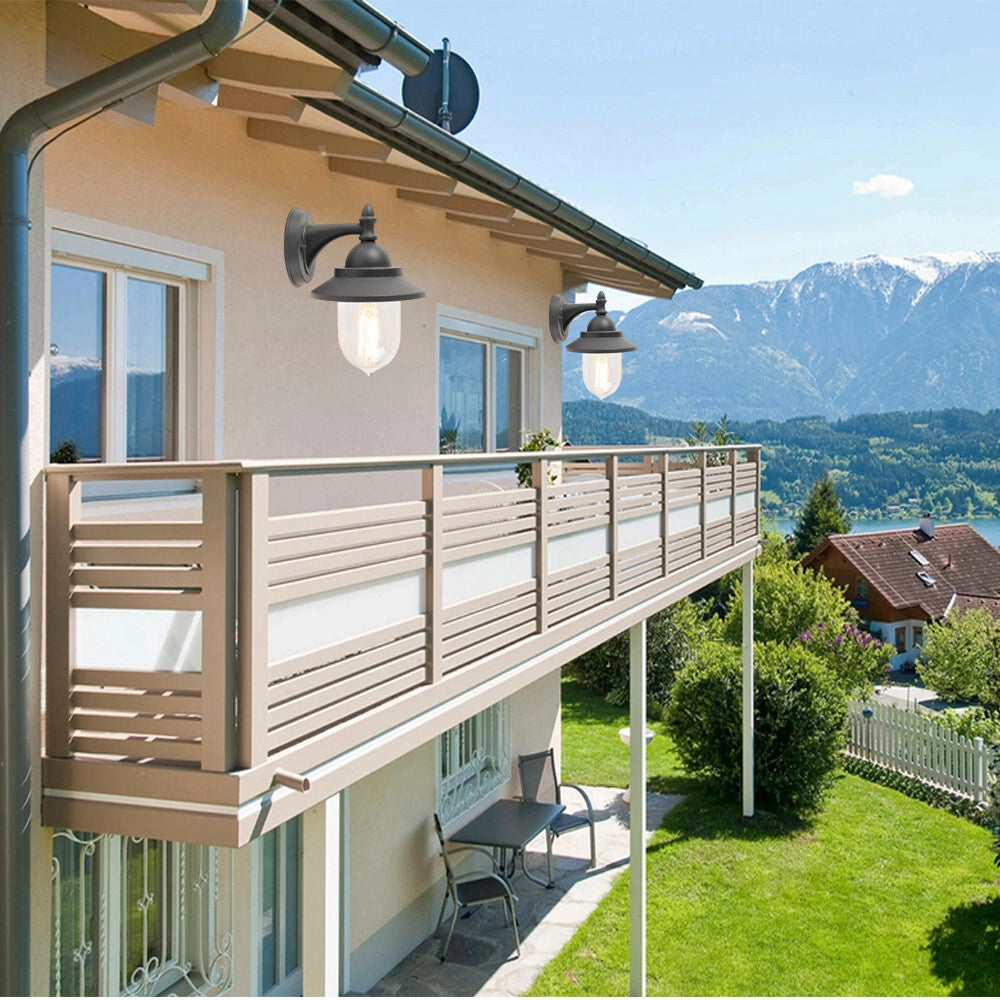 Trade Shop - Lanterna A Parete Stile Retrò Lampada Da Muro Per Giardino Facciate E27 Ip44 524wa-b247 - Grigio Scuro