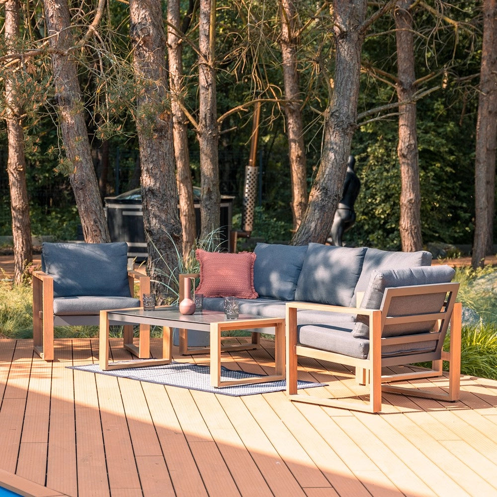 Set mobili da giardino DUISBURG divano poltrona tavolino antracite e marrone