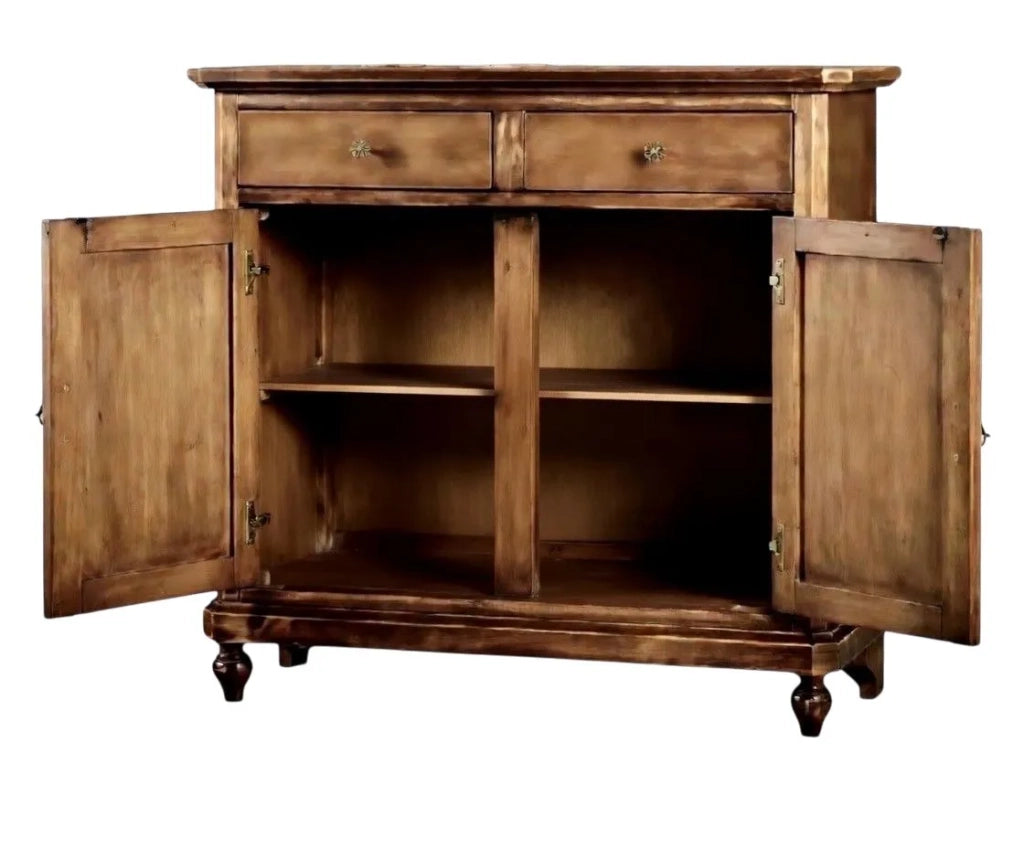 Madia credenza 2 porte in legno shabby chic noce consumato 104x43x98 - Mobili 2G
