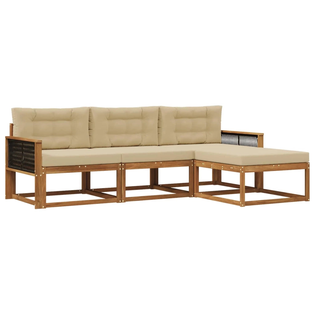 Set di divani da esterno con cuscino 4 pcs Naturale e Beige