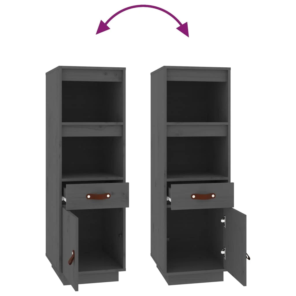 Buffet credenza cassettiera armadio mobile contenitore organizer cucina soggiorno salotto alto 34 x 40 x 108,5 cm legno di pino massiccio grigio 02_0034223