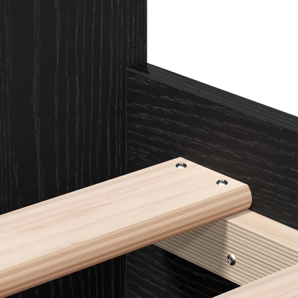 Struttura Letto senza Materasso Nero Rovere 90x190 cm Legno Ingegnerizzato