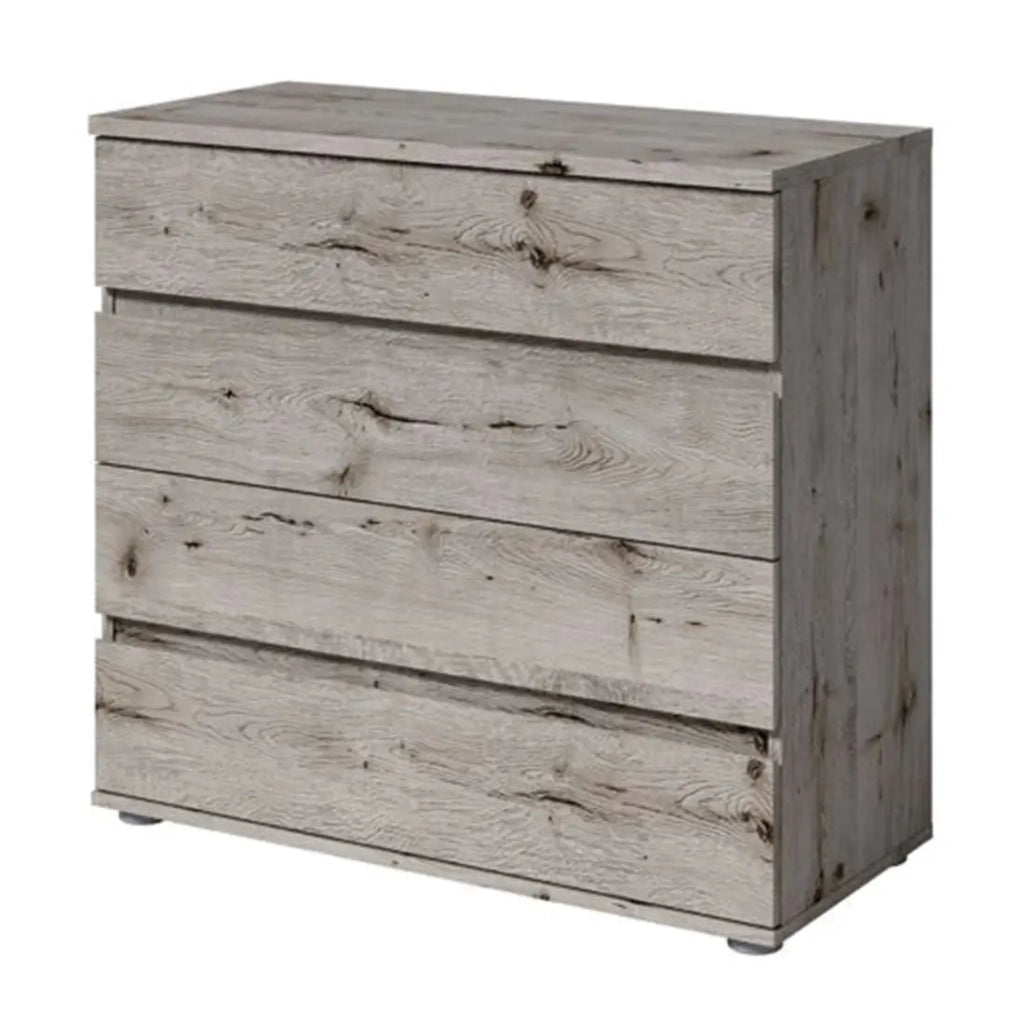 Cassettiera VELTIS 4 cassetti – L92 x H85 cm – Mobile moderno colore quercia Wellington