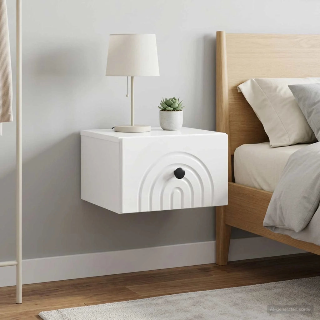 Mobiletto da notte a muro 2 pcs Bianco Lucido 33 x 34,5 x 20 cm 898094