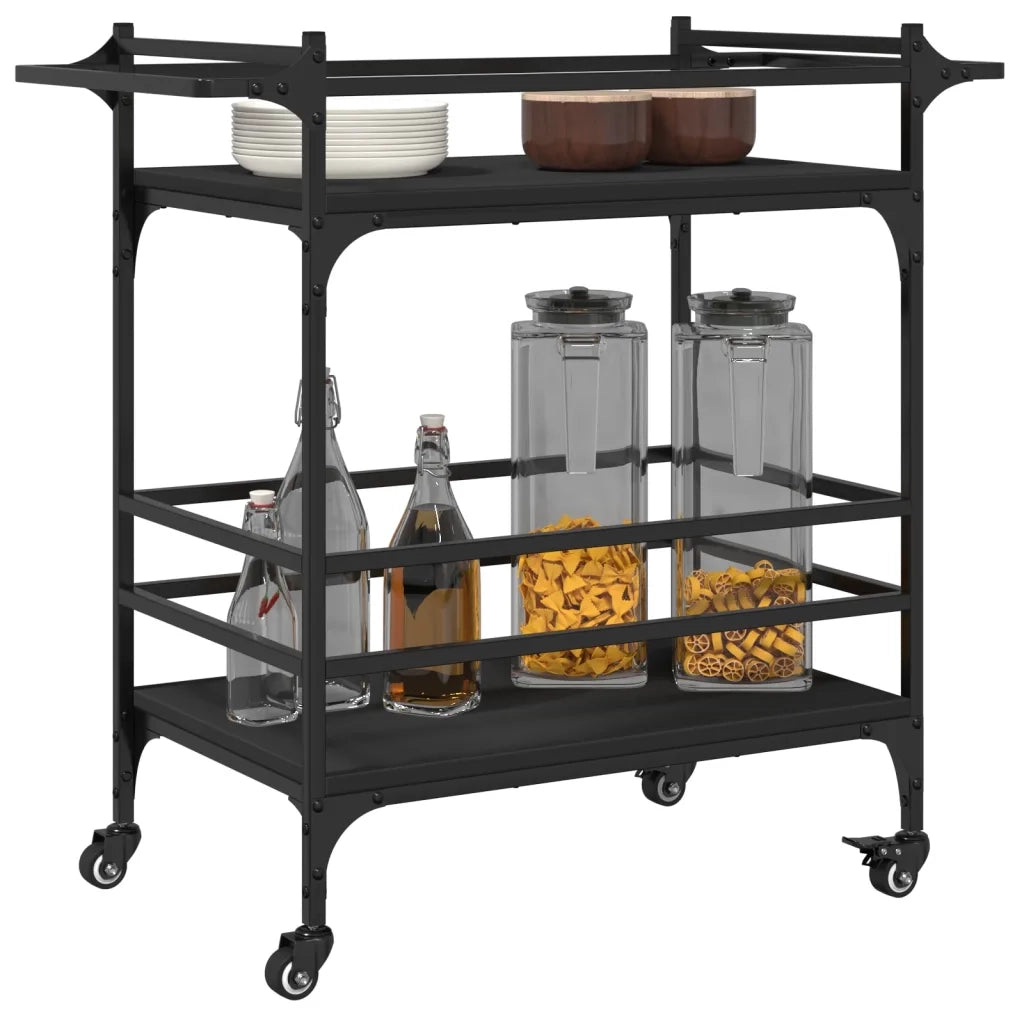 Carrello da Cucina-Scaffale per Cucina Nero 82x40x78,5 cm in Legno Multistrato