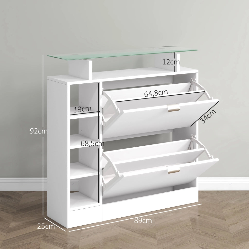 Mobile per scarpe con cassetti e ripiani ¨C zephmum ¨C bianco 89x25x92 cm