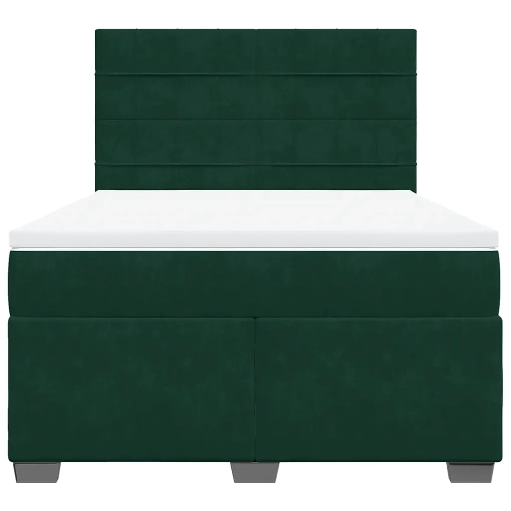 Giroletto a Molle con Materasso Verde Scuro 140x190 cm Velluto