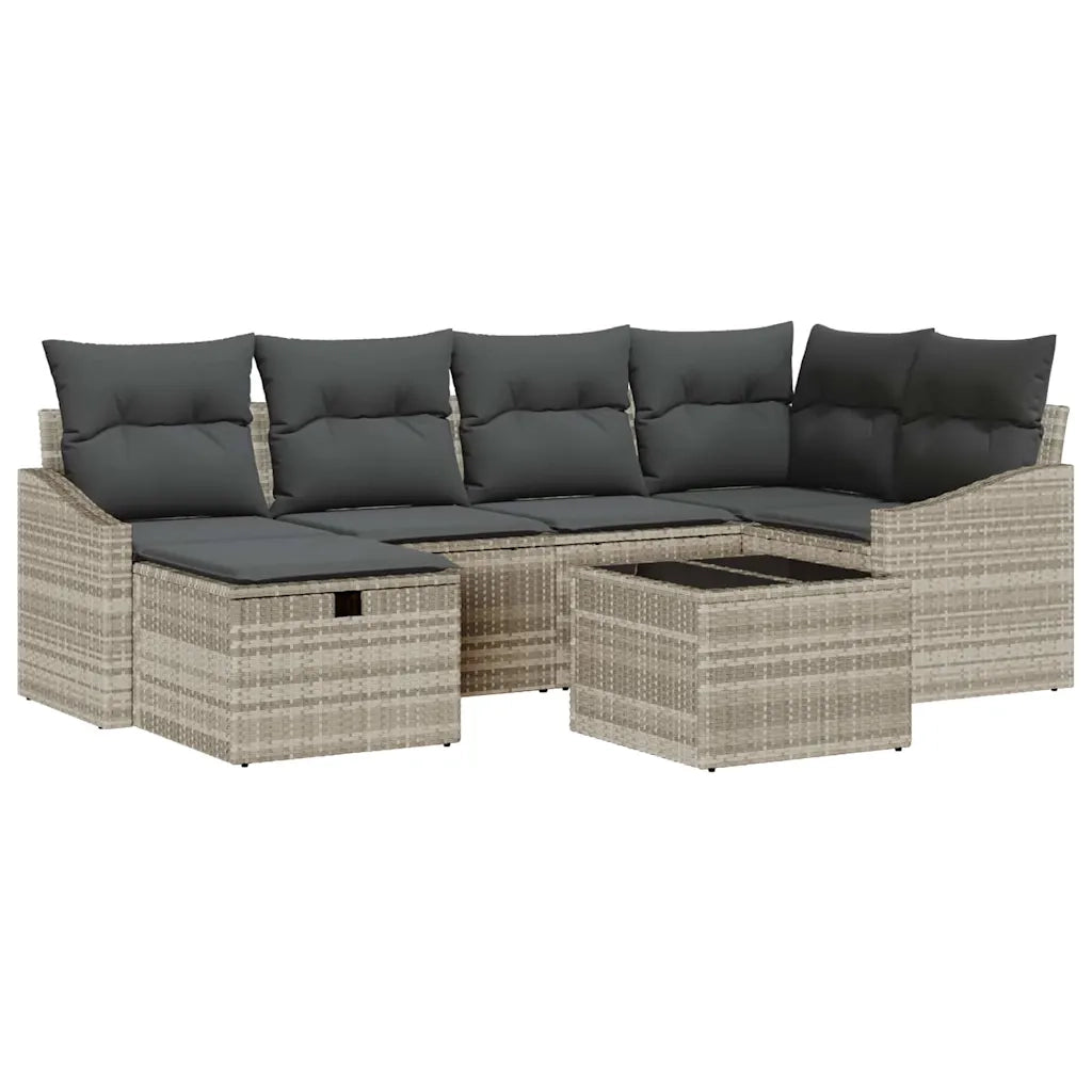 Set di divani 7 pcs Grigio chiaro e grigio polyrattan 3359291