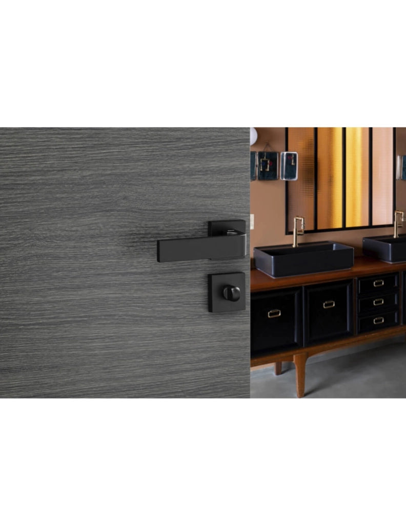 Coppia di rosette quadrate 50 x 50 mm con chiusura WC, nero opaco – THIRARD