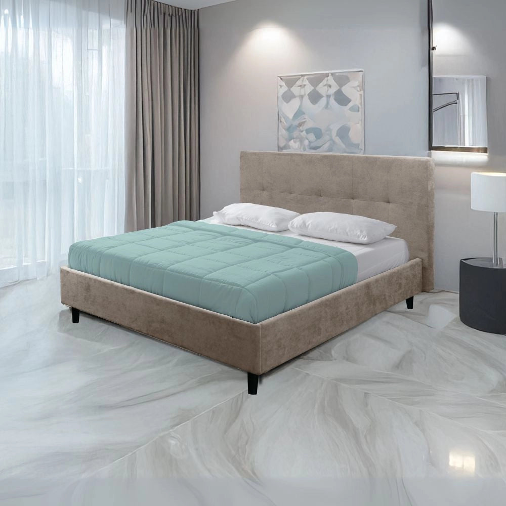 Letto matrimoniale con rete inclusa Snello tessuto colore tortora