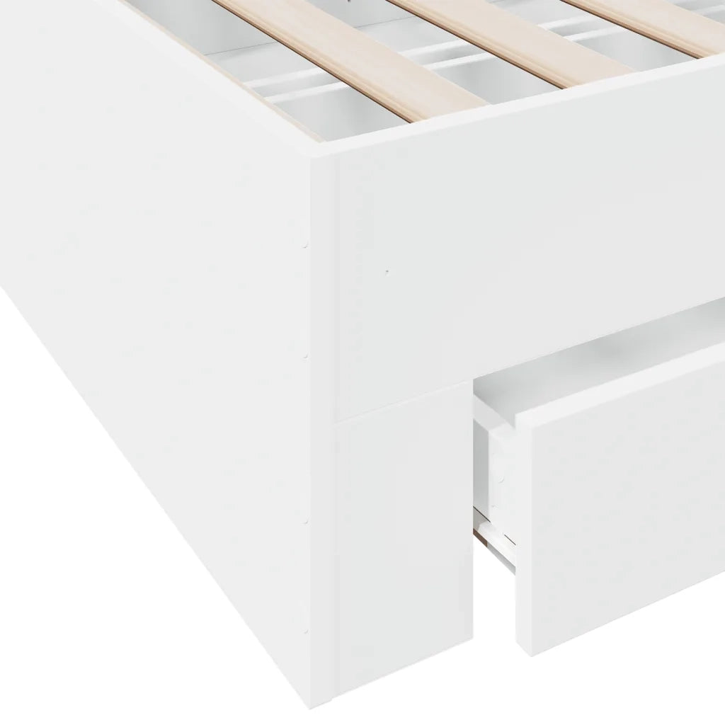 Giroletto con Cassetti Bianco 140x200 cm in Legno Multistrato 3280384