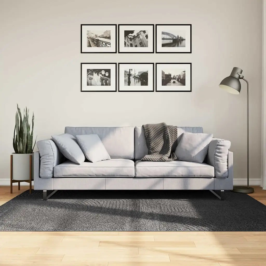 Tappeto del soggiorno | Tappeto IZA a Pelo Corto Aspetto Scandinavo antracite 140x200cm