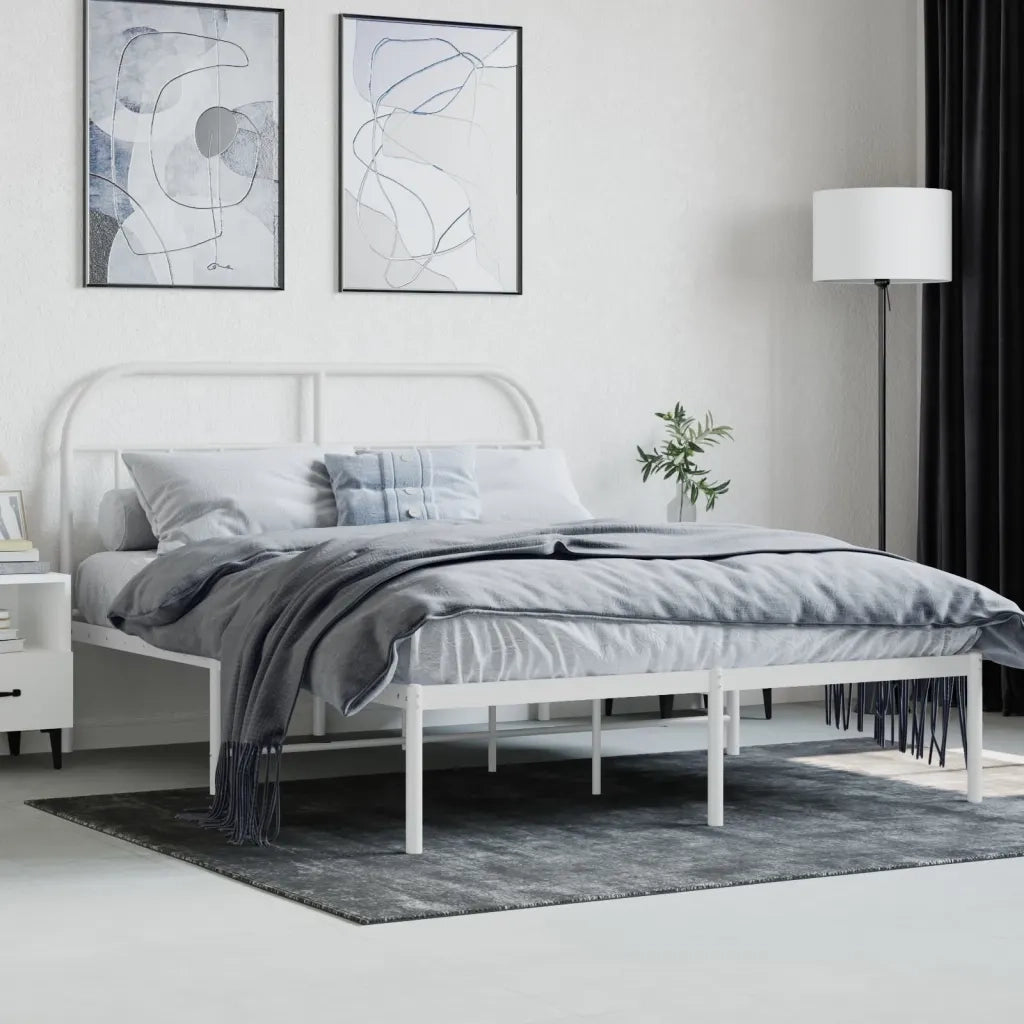 Giroletto con Testiera Metallo Bianco 140x190 cm 353684