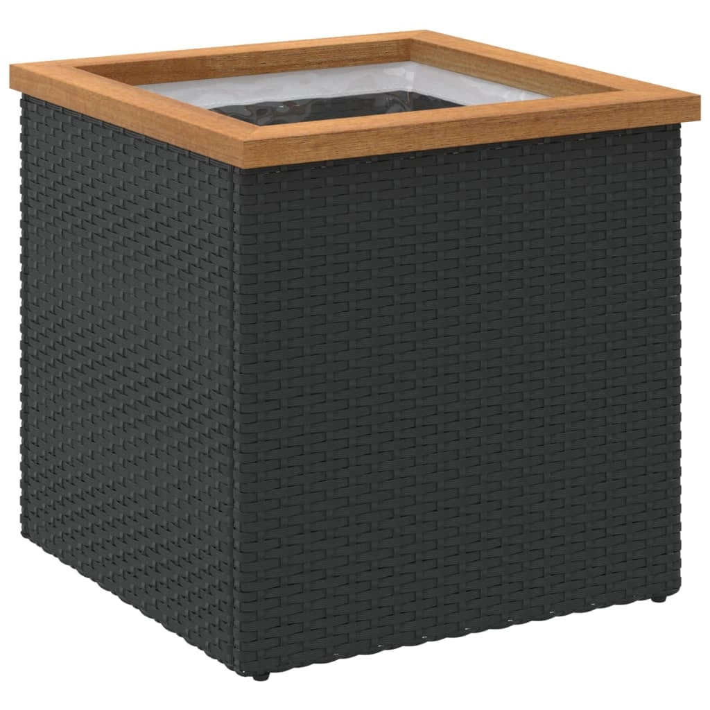 Fioriera rialzata per giardino e terrazza 40 x 40 x 40 cm in resina intrecciata nera 02_0037560