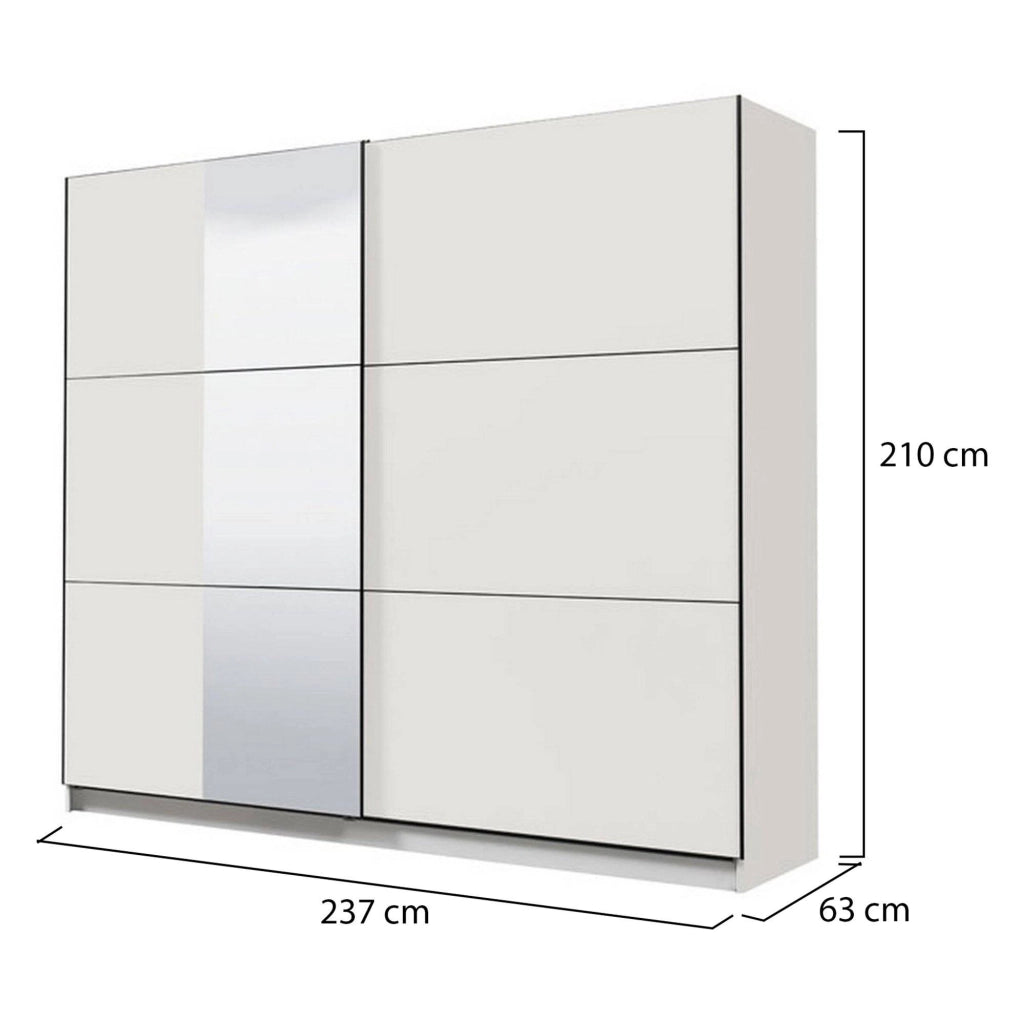 Armadio Camera da Letto Sorgono, Guardaroba Grande Appendiabiti, 236.5x210h cm Bianco Opaco