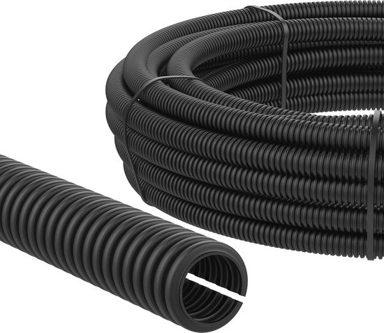 Tubo Rigido con Fessure per Protezione dei Cavi - Resistente ai Raggi UV, Nero, Diametro Interno 7,5 mm, Lunghezza 2 m