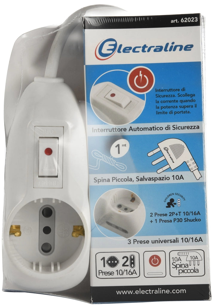 Multipresa con Interruttore 1 Schuko + 2 BIVAL.10 16A 62023 Electraline