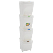 Contenitori Impilabili Rifiuti 4 pz Bianco 100 L Polipropilene cod mxl 40213