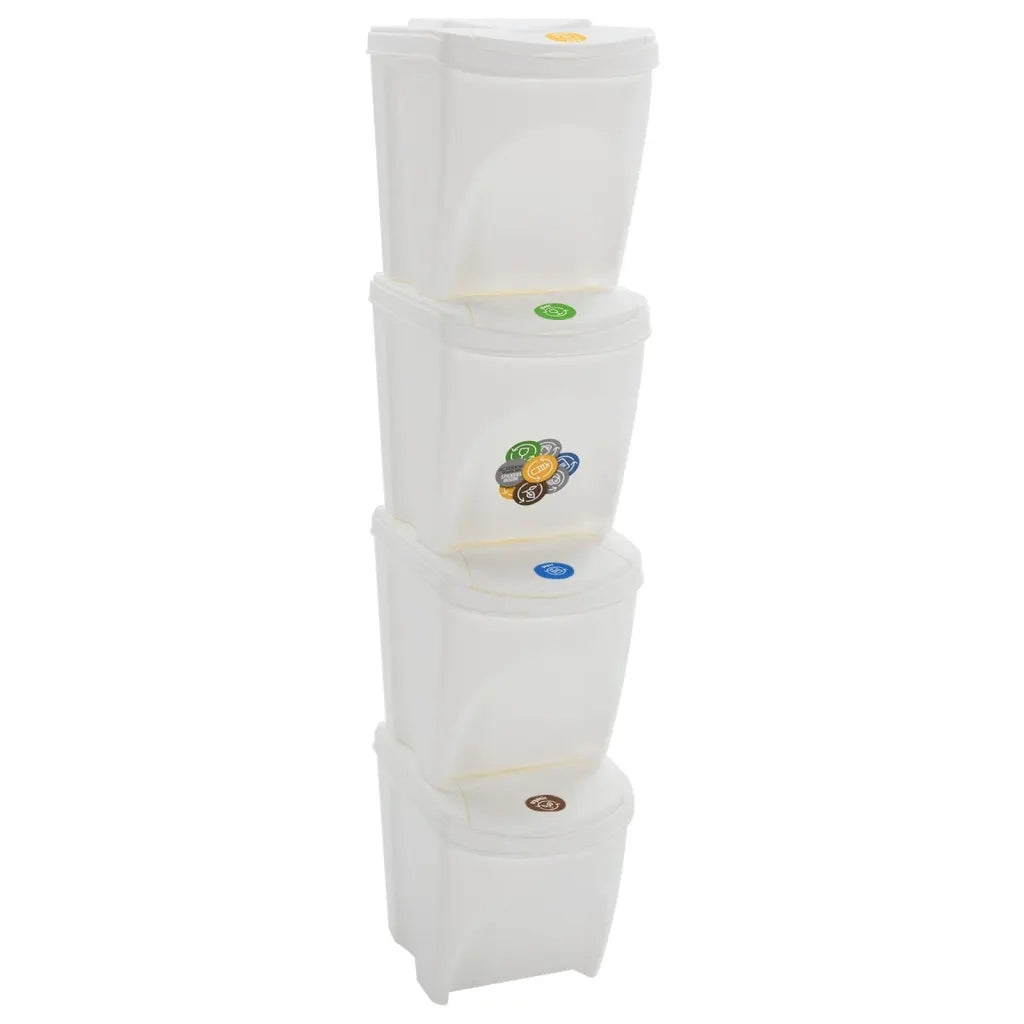 Contenitori Impilabili Rifiuti 4 pz Bianco 100 L Polipropilene cod mxl 40213