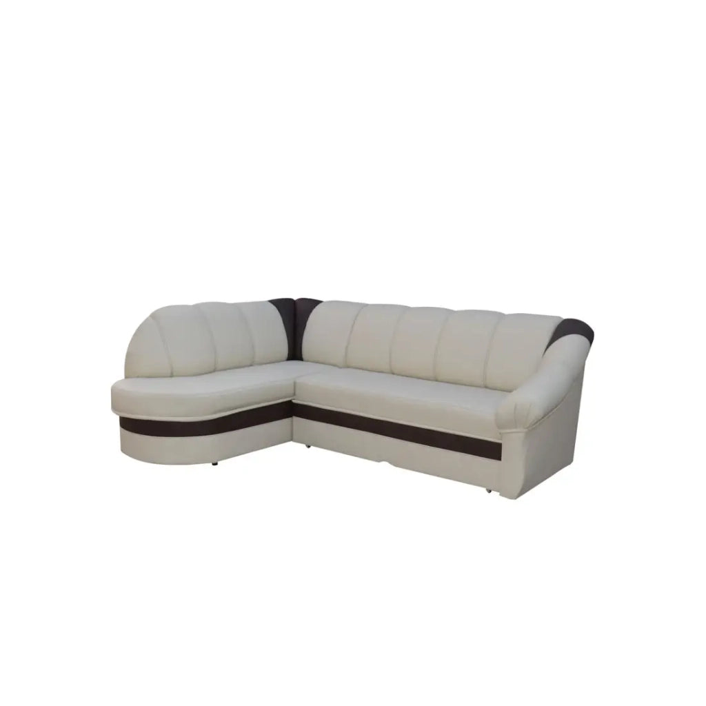 Divano angolare sinistro convertibile BENANA 250 cm crema e marrone con contenitore