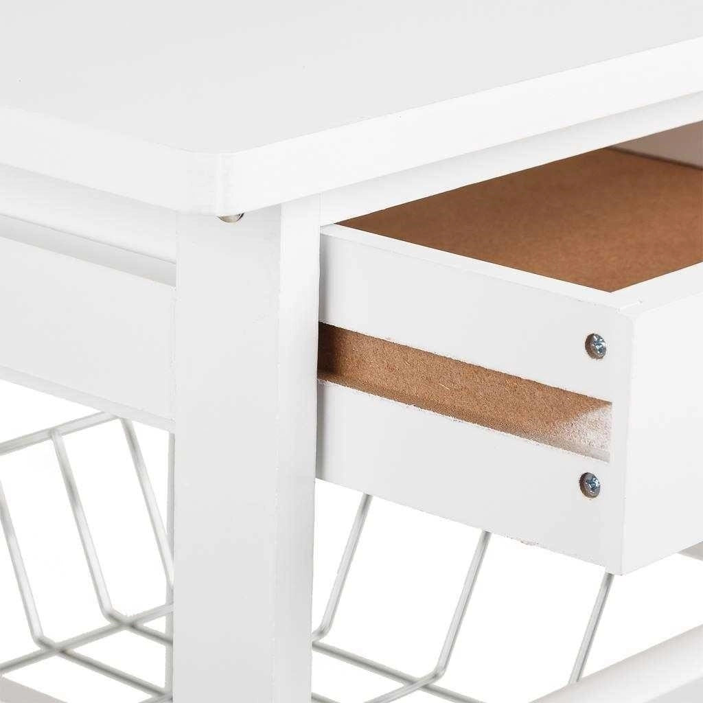 Carrello da cucina in legno bianco 40x37x82h