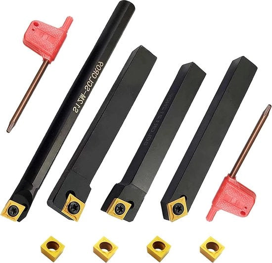Set di Bit per Trapano con 4 pezzi di Trattenuta per Bit S12M-SCLCR09 SCLCR1212H09 SCL1212H09 SCMCN1212H09 con 4 pezzi di Carbide Indexabile CCMT32.51-CCMT09T304 e 2 pezzi di Chiave .
