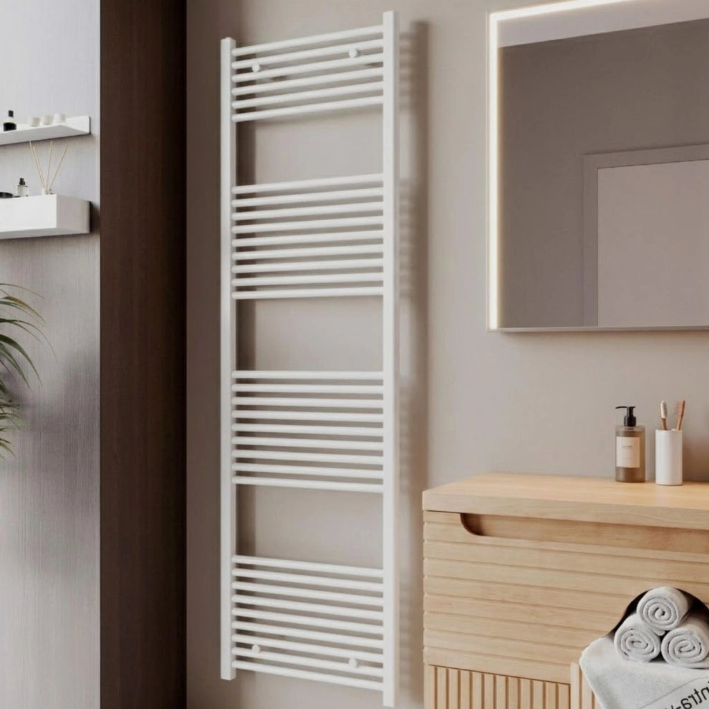 Termoarredo bianco in acciaio scaldasalviette per bagno elegante *** misure h1800xl450xi400 33 tubi, pezzi 1