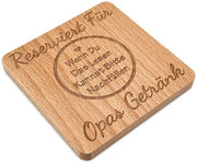 Sostegno per legno realizzato in quercia - Disegno divertente per papà nonno uomini - Regalo di compleanno regalo di Natale - Resistente al calore facile da mantenere - Robusto - 10x10cm (per nonno)