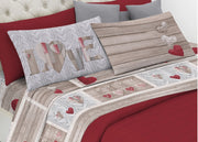 Completo Lenzuola In Morbida Flanella Disegno Shabby Love - 1 Piazza singolo - Rosso