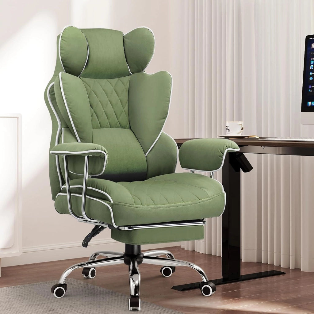 Sedia da gioco, sedia da ufficio con supporto lombare a molla tascabile, ergonomica e confortevole, ampia poltrona da ufficio con braccioli morbidi e poggiapiedi fissati verso l'esterno