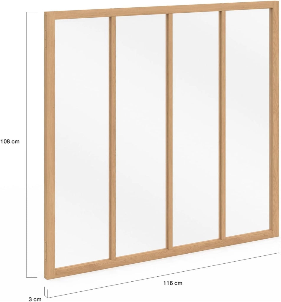 IDMarket - Legno e Vetro temperato Tetto in Vetro da Studio a 4 lastre L. 116 x H. 108 cm