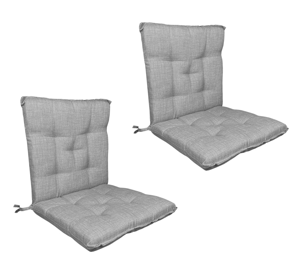 Set Cuscini Sedia Con Schienale Imbottiti Con Laccetti Banda Elastica 40 x 80 Cm Grigio - 2 Pezzi