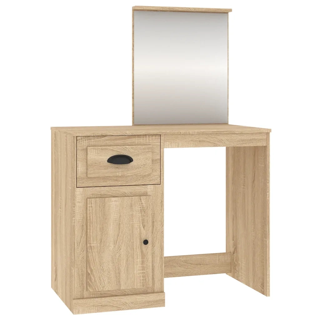 Toeletta Specchio-Tavolo da Vanit¨¤ Rovere Sonoma 90x50x132,5cm Legno Multistrato