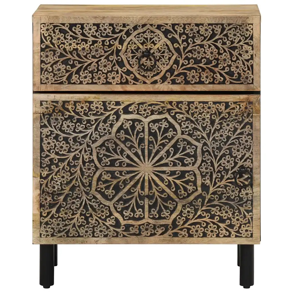 Comodino | Armadio da Notte | Mobiletto da notte 50x33x60 cm in Legno Massello di Mango