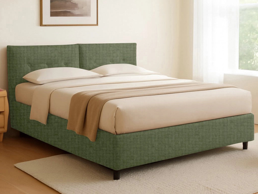 Exeter, Letto Singolo Sfoderabile Made in Italy, Verde