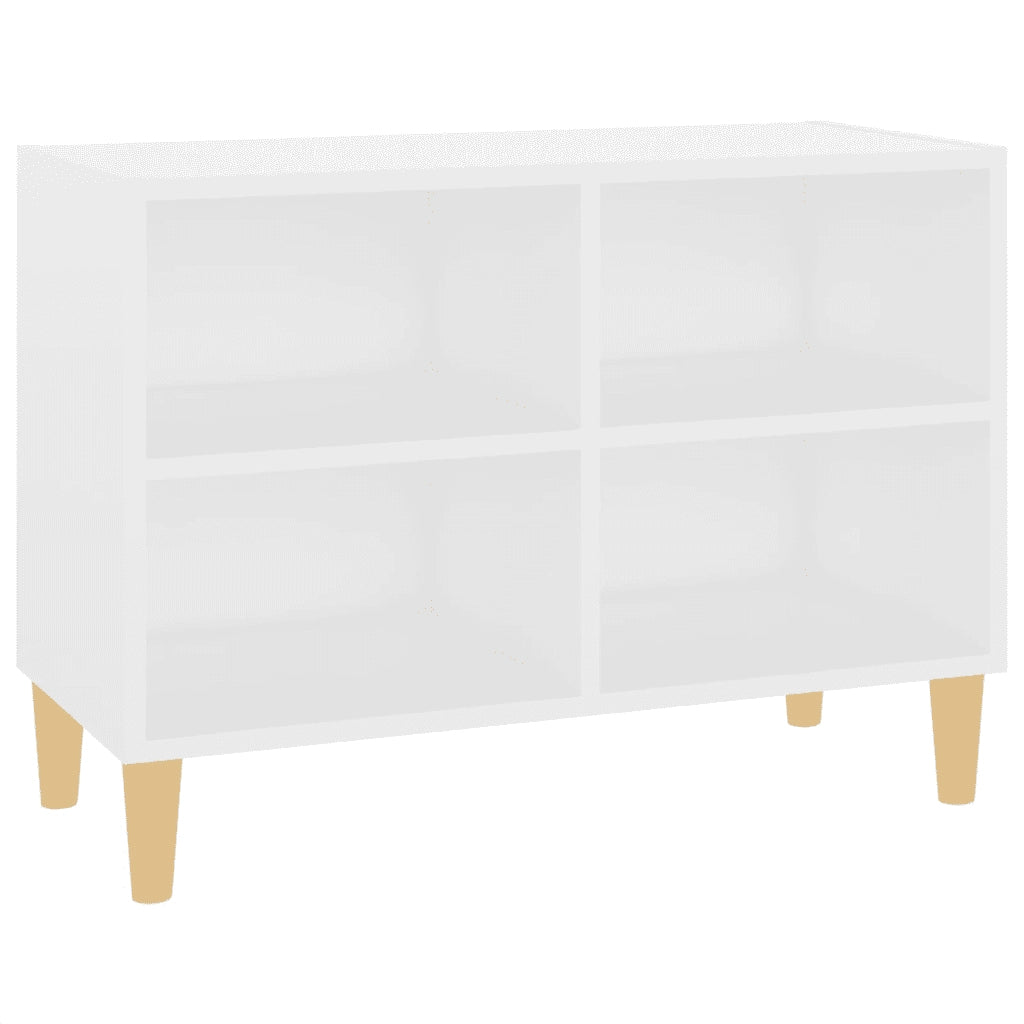 Mobile TV con Gambe in Legno Massello Bianco 69,5x30x50 cm 805923