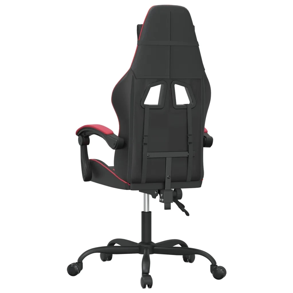 Sedia da Gaming | Sedia da e-sports Girevole Nero e Rosso Vino in Similpelle