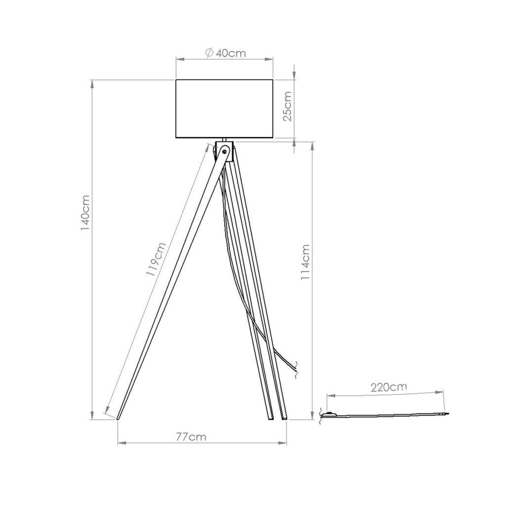 Lampada da terra NATT arancione spagnolo 77 cm in legno naturale con paralume blu scuro IP20