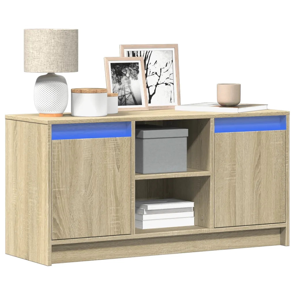 Mobile Porta TV con LED-Credenza per TV Rovere Sonoma 100x34x50cm in Truciolato 838052