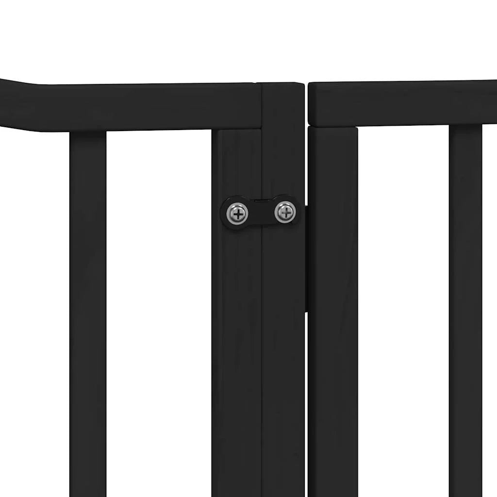 Cancelletto e porta di sicurezza per animali domestici 4 pannelli legno di pioppo nero 02_0023352