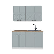 Cucina completa Fame-Line Blu-grigio chiaro/Bianco 140 cm, PL Rovere Vicco