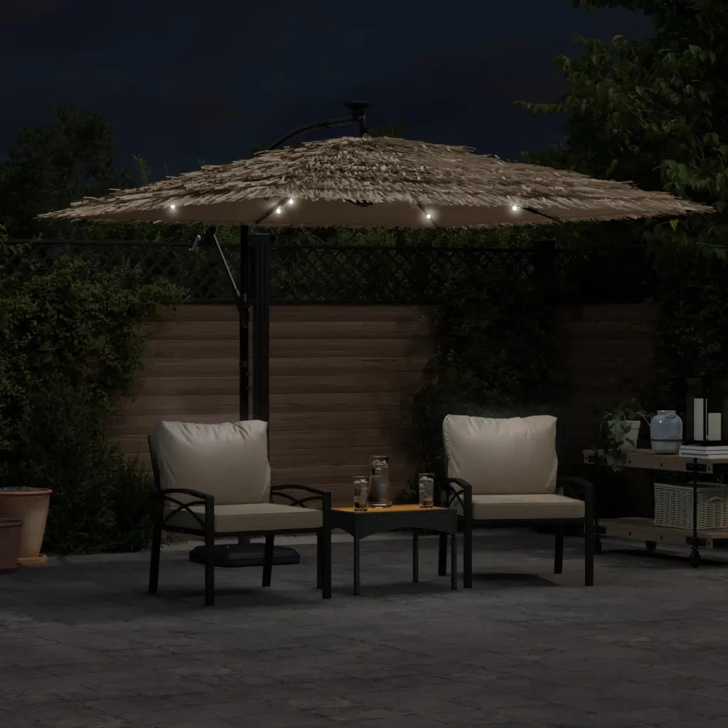 Ombrellone Giardino LED e Palo in Acciaio Marrone 269x269x235cm 4005087