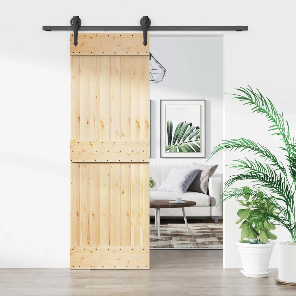 Porta scorrevole Naturale e Nero 70 x 210 cm