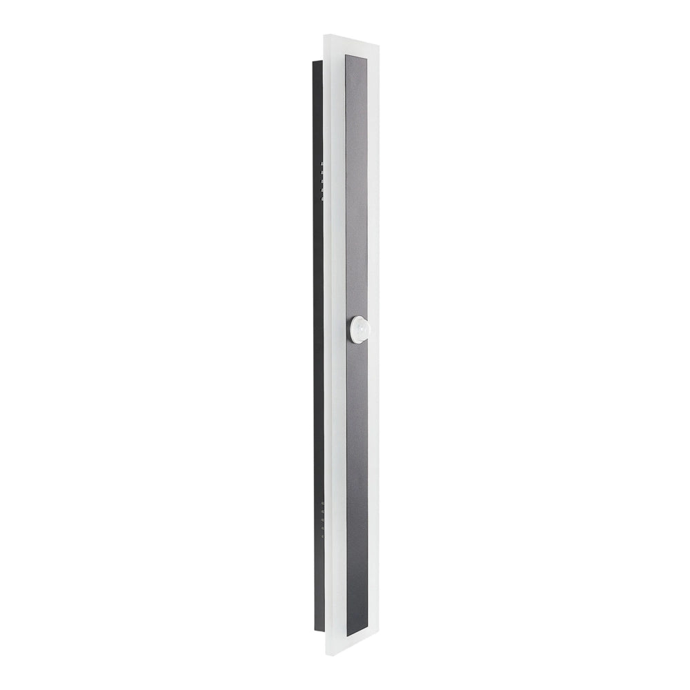 Lampada da parete LED in metallo nero con sensore di movimento 60 cm acrilico esterno