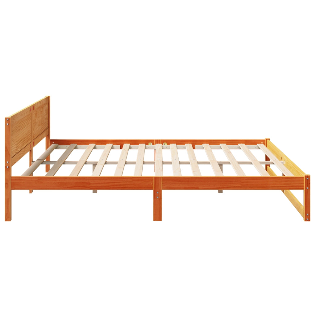 Struttura Letto Marrone lucido Legno massello di pino 200 x 200 cm