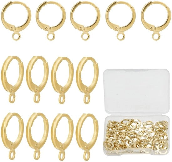 Orecchini 60 pezzi - 14K dorato peltro - Orecchini ipoallergenici - Senza contatto - Ideali per progetti DIY - Design unico - Orecchini per orecchie
