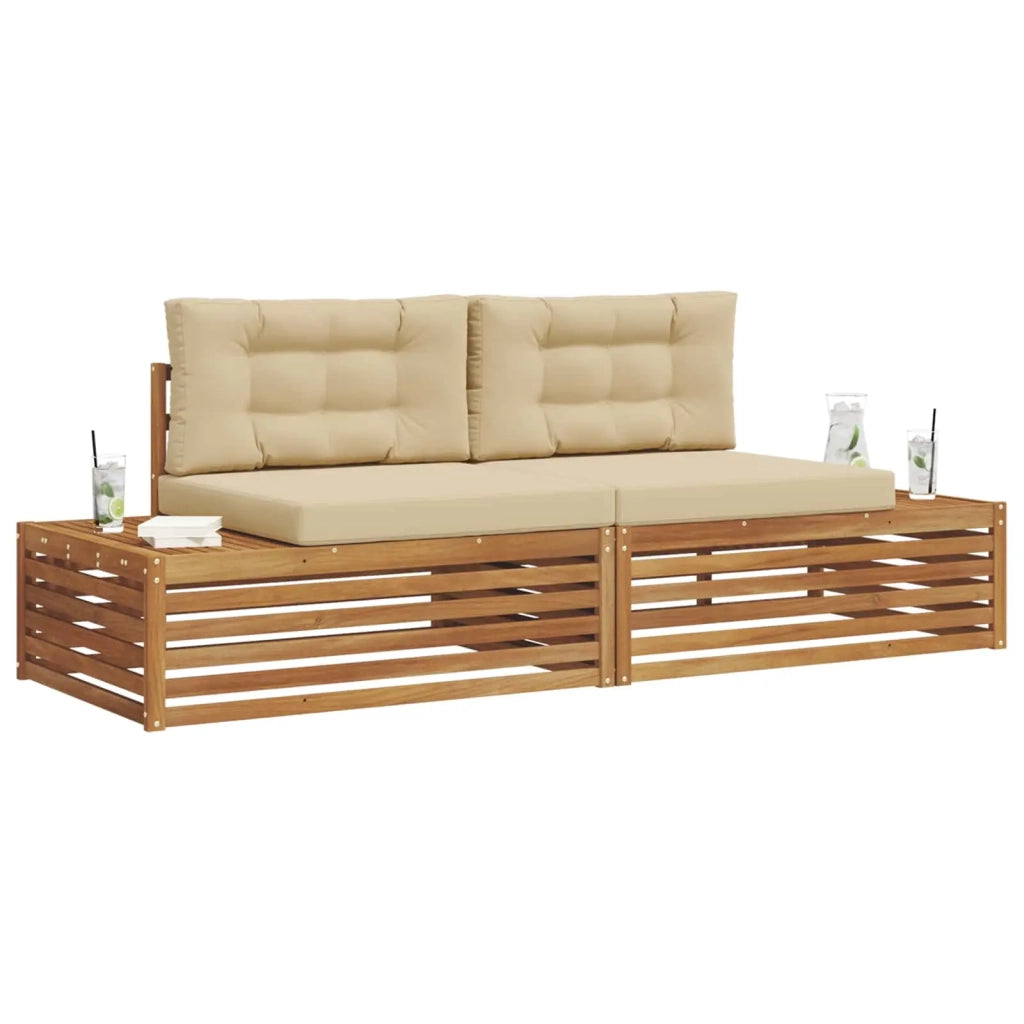 Set di divani da esterno-Sofa da giardino Naturale e Beige 203,5 x 83 x 73 cm